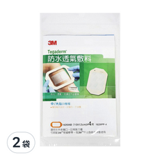 3M 防水透氣敷料, 10x12公分, 4片裝, 中/大傷口專用, 10 x 12cm, 4片, 2袋