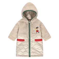 milk mile 童款氣球與長頸鹿刺繡撞色保暖絨毛連帽外套