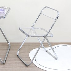 코멧 아크릴 크롬도금 접이식 인테리어 의자 투명 1개