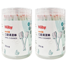 Nuby 口腔清潔棒 7.8 x 1.3cm, 白色, 30支, 2罐