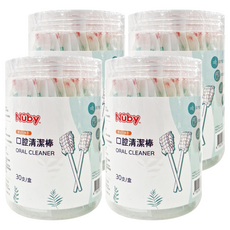 Nuby 口腔清潔棒 7.8 x 1.3cm, 白色, 30支, 4罐