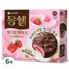 몽쉘 딸기 생크림 케이크 12p, 408g, 6개 - 몽쉘마망