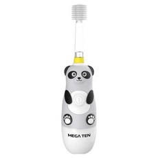 MEGA TEN 電動牙刷, LED燈照明, 360度全方位清潔, IPX7防水, 溫和聲波震動, 熊貓, 1支
