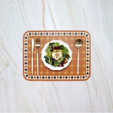 Itar 로맨틱 로맨틱 방수 식탁매트 테이블 2p, 주황무늬, S(40 x 30 cm)