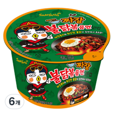 삼양식품 짜장 불닭볶음면 큰컵 105g, 6개