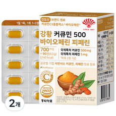 동화약품 강황 커큐민 500 바이오페린 피페린, 63g, 2개