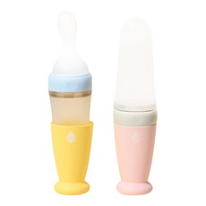 LIVING CREATOR 嬰兒副食品輔食器 Set 2入, 黃色 + 粉色, 1組