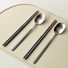 아카시아 304 스텐 모던 수저세트, 그레이, 그레이, 1세트, 숟가락 2p + 젓가락 2p