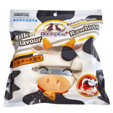 Boneplus 天然潔牙牛奶牛皮骨結7吋, 天然牛皮製成, 牛奶, 215g, 1包
