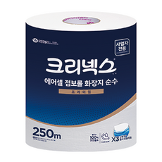 크리넥스 1겹 에어셀 점보롤 프리미엄 순수 화장지 250m, 3롤, 1개