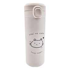 小熊系列保溫杯, 304不銹鋼, 450ml/350ml, 靜音防滑耐磨杯墊, 耐溫-10度到100度, 貓咪, 1個