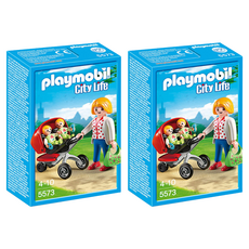Playmobil 摩比人 母親和雙胞胎圖 5573, 2個