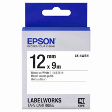 EPSON 愛普生 White白底Black黑字標籤帶, LK-4WBN, 12mm