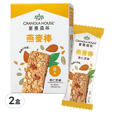 GRANOLA HOUSE 宴麥森林 纖脆燕麥棒 - 杏仁芝麻, 高纖不甜膩, 192公克 (6入), 192g, 2盒