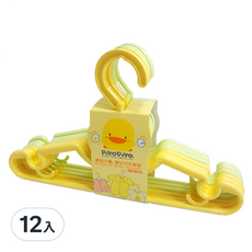 PiYOPiYO 黃色小鴨 抗菌衣架 Set, 6入裝 嬰幼兒專用, 12入