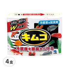 小林製藥 冷藏庫脫臭炭, 活性炭消臭, 冷藏庫用脫臭劑, 適用450L以下冰箱, 113g, 4盒