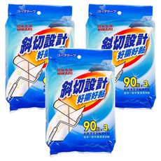 HIKARI 日光生活 斜撕清潔滾輪補充包, 斜切設計 好撕好黏, 90回x3, 寬16cm 內徑3.8cm, 寬16 x 內徑3.8cm, 3組