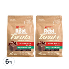  하림더리얼 강아지 동결건조 트릿, 닭간맛, 45g, 6개 