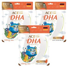 ACE SUPER KIDS DHA 機能Q, 橘子口味, 無腥味, 補充孩童營養, 14顆, 2.8g, 3包