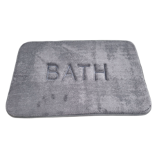 KOUJI叩吉好物 BATH地毯, 仿羊絨觸感柔軟, 底部加強防滑, 高彈性記憶棉, 字母刺繡, 320g, 深灰色