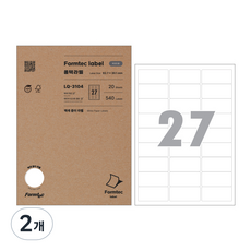 Formtec 條碼用標籤紙 LQ-3104, 27格, 40個