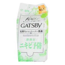 GATSBy 潔面濕紙巾 控油型, 42張, 1包