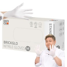 BRICKGLO 標準型合成橡膠手套, M, 白色, 100入, 1入