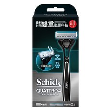 Schick 舒適牌 創4紀鈦刮鬍刀，含荷荷芭油蘆薈維他命E潤滑條 刮鬍更順滑, 1組