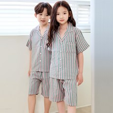 PINGCOCO 兒童款條紋短袖睡衣睡褲套裝