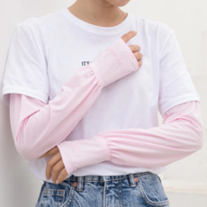 男女用寬鬆冰絲防曬袖套, 均碼, 袖長50cm, 95%聚脂纖維, 粉色
