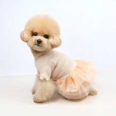 Grooming Dog 寵物專用荷葉邊連身裙, 米色, 1件