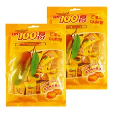 LOT100 芒果味QQ糖，添加純芒果汁, 200g, 2袋