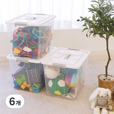 엠비코 들고잠궈 리빙박스 33L, 투명, 6개