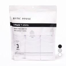 BASIC HOUSE 中性款純棉圓領短袖T恤組 HATS0101 3入, 白