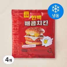 한맥 매콤치킨 햄버거 (냉동), 190g, 4개