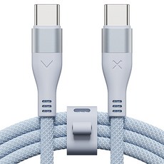 빅쏘 우븐 패브릭 단선방지 USB C to C 타입 PD 60W 고속 충전 아이폰 갤럭시 케이블, 1개, 블루, 1.2m