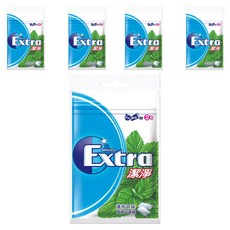 Extra 益齒達 潔淨無糖口香糖 5包 Set, 清新薄荷口味, 獨特藍色微粒配方, 140g, 1袋