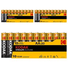 코닥 XTRALIFE 알카라인 AA건전지, 1개입, 60개 20개입, 3개