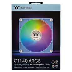 曜越thermaltake CT140 ARGB 繡球花藍色 正轉風扇 模組化線材設計 雙風扇組, CL-F203-PL14BU-A, 繡球花藍, 1入