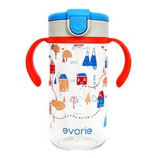 evorie 愛得利 Tritan 吸管水杯, 特殊十字孔設計, 一杯兩用可變零食罐, 澳洲團隊原創設計, ED-105/BR 快樂穀, 300ml, 1個