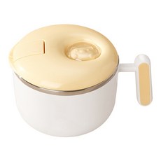 couselect 卡通304不鏽鋼泡麵碗 大容量保溫飯盒 萌喵黃 1.5L, 1個