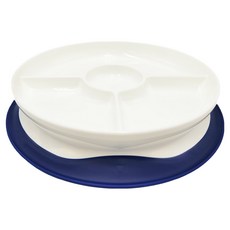 OXO tot 好吸力分隔餐盤, 超強吸力吸盤 寶寶用餐不打翻, 海軍藍, 1個