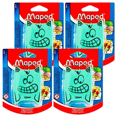 Maped 磁性黑/白板擦, 趣味人體工學造型板擦, 適合小手抓握, 顏色隨機, 4個