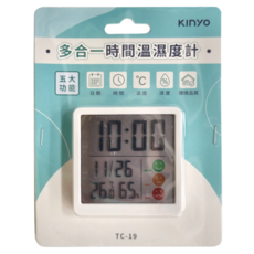 Kinyo 多合一時間溫濕度計, TC-19, 1個