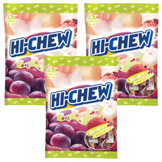 MORINAGA 森永 HI-CHEW 嗨啾 軟糖, 特選水果口味, 葡萄/水蜜桃/荔枝三種口味, 超Juicy, 90g, 3袋