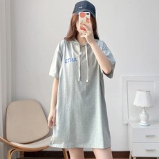 에어 반팔 후디 숏 수유 원피스