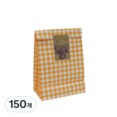체크 페이퍼백 선물 포장봉투, 오렌지, 150개