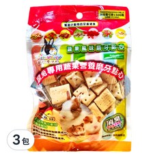 Pet Village 魔法村 鼠兔用綜合三明治磨牙餅, 多種磨牙造型，天然蔬菜穀物玉米製成，適合兔子、天竺鼠、倉鼠、全鼠類食用, 120g, 3包