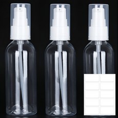 비타벨로 여행용 화장품 소분 펌핑 공병 60ml + 라벨스티커, 3개 타벨로 펌핑 공병 여행용 화장품 소분 용기 60ml 3개 + 라벨스티커