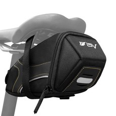 BV 腳踏車座墊包，2L容量，600D滌綸和防水布，帶拉鍊開口，3M反光條, 黑色, 1個